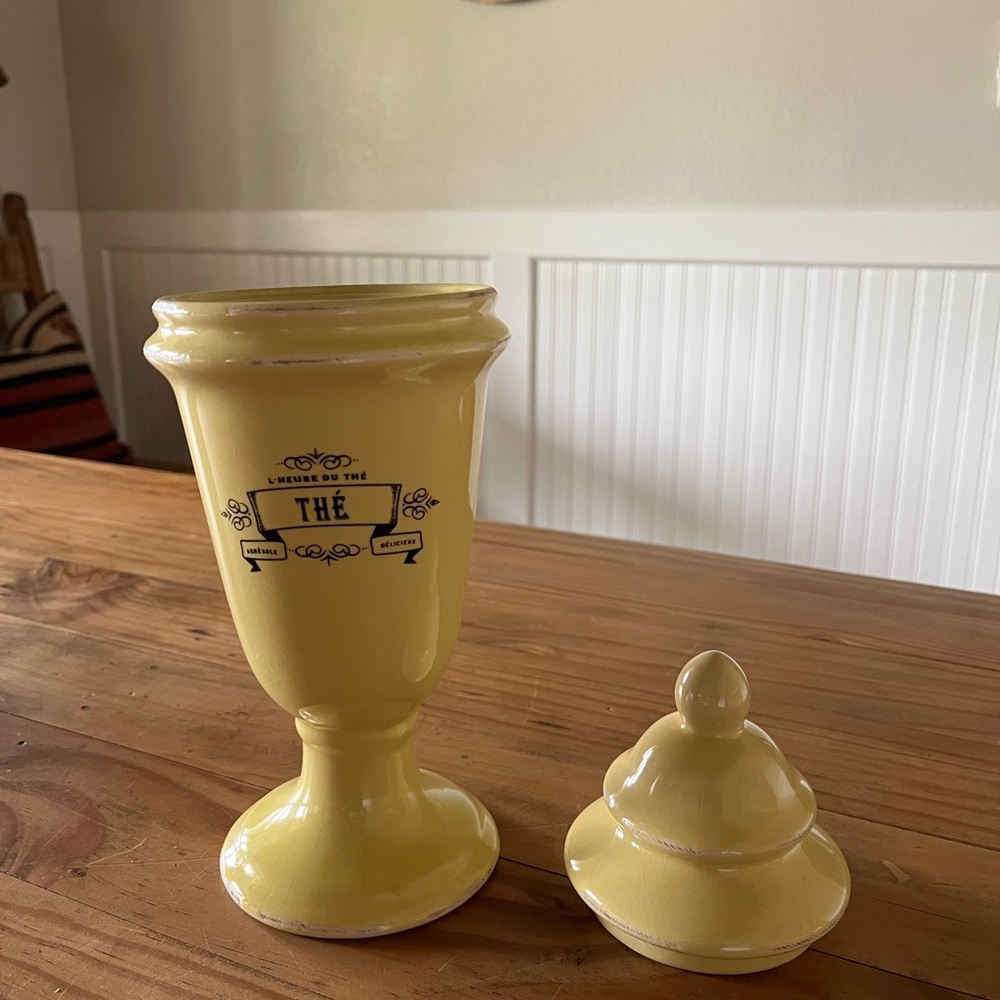 Yellow Ceramic Tea Canister - Picture 2 of 7